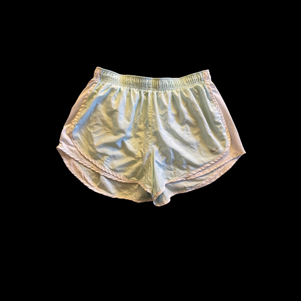 Nike Women's Dry Fit Running Shorts w/Liner-Light Green & White-Size XL